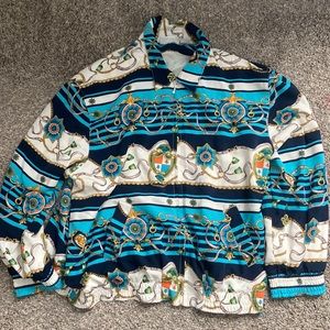 Alfred Dunner Vintage Nautical Status Print Windbreaker